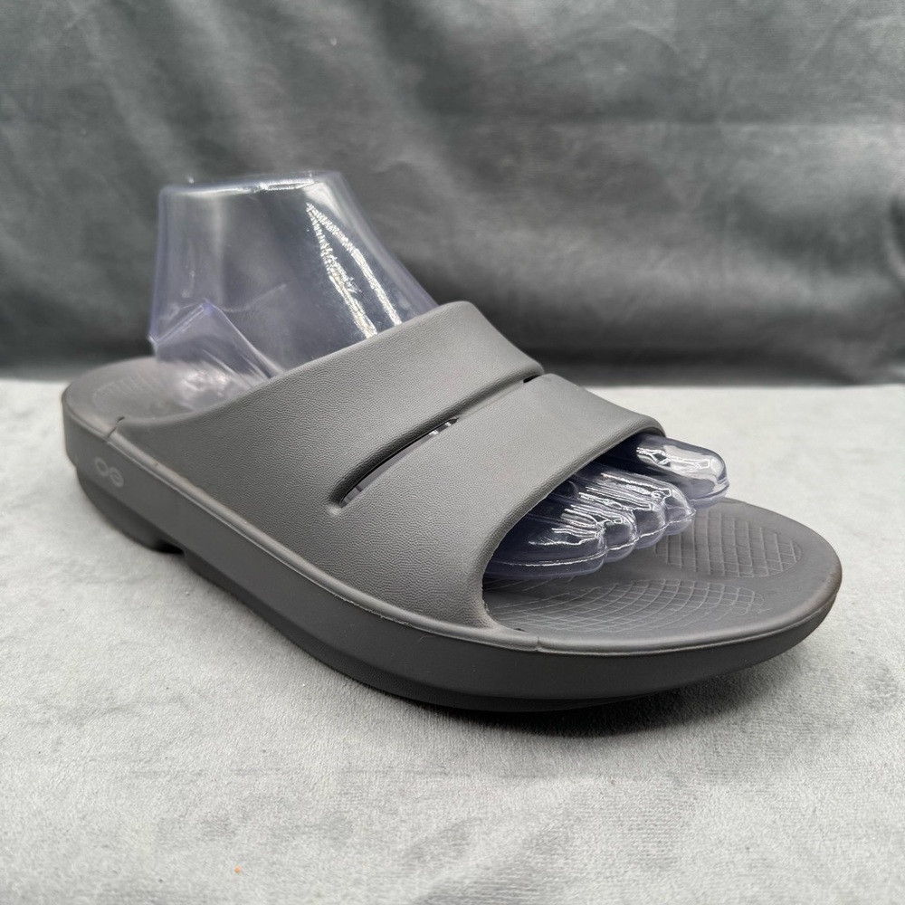 OOFOS OOahh Sport Flex Women’s Grey Recovery Slides‎ Comfort Footwear Size 10